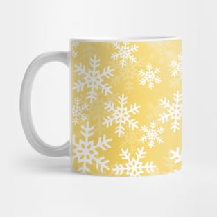 Yellow and White Snowflakes Mug